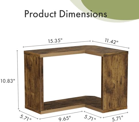 Floating Corner Shelf, 2-Tier Floating Shelf for Wall, Wood Floating Book Shelf for Living Room, Bedroom, Bathroom, Home