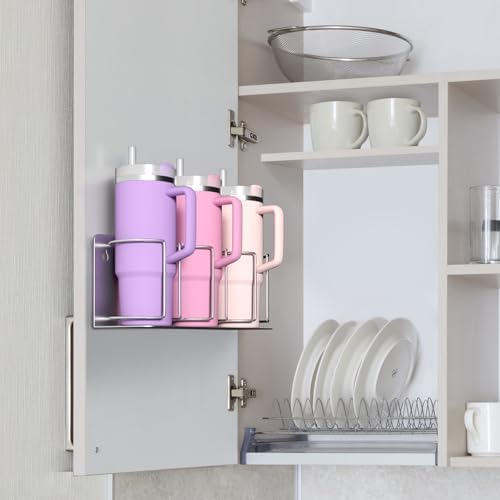 Sorbus Magnetic Cup Holder for Fridge, 3-Cup Organizer (Silver, 1 Pack)