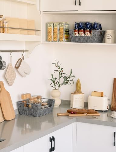 StorageWorks Pantry Baskets for Organizing, Woven Baskets, Round Paper Rope