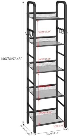 YMYNY 5 Tier Bookshelf, Freestanding Bookcase for Living Room, Bedroom, Home Office, Multi-Functional Storage Rack Organ