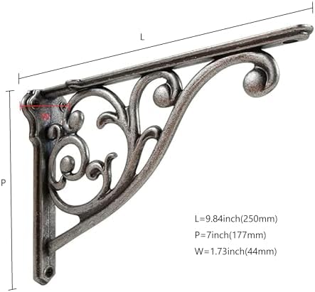 Ornate Decorative Shelf Brackets 10 inch Small Wall Mounted Shelving Bracket 4 Pack Antique Pewter Vintage Shelf Bracket