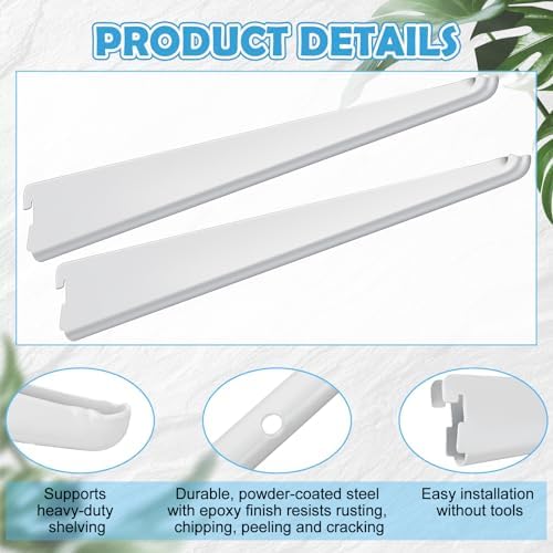 Yalikop 10 Pack Adjustable Shelf Brackets for Double Track System Closet Organization Heavy Duty Wire Shelf Brackets(Whi