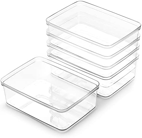 BINO | Plastic Storage Bins, X-Small - 5 Pack | THE LUCID COLLECTION | Multi-Use Built-In Handles BPA-Free Clear Storage