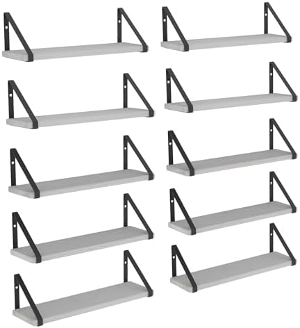 Wallniture Ponza 17'' x 4.5'' Floating Wall Shelf Bathroom, Small Wood Book Shelves for Wall Storage, Wall Mounted Shelf