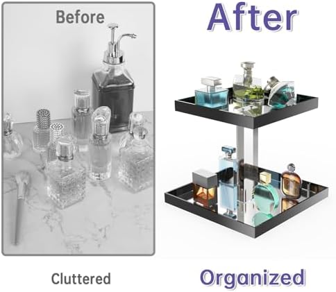 NiHome Perfume Organizer 2-Tier Acrylic Cologne Vanity Makeup Holder, Black
