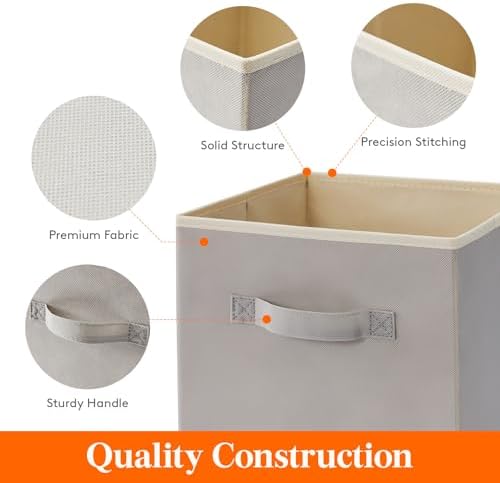 Lifewit Storage Cubes, 11 Inch Organizer Bins, 18L Light Gray, 16 Packs