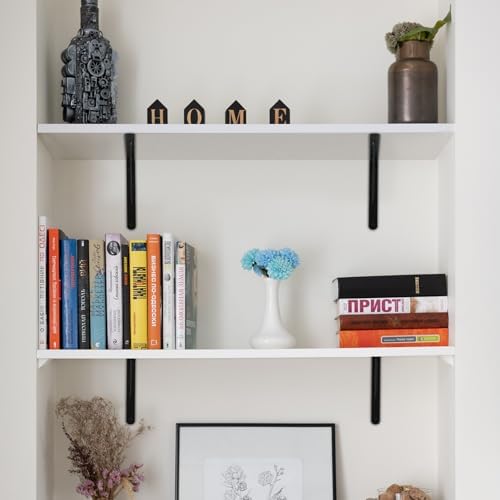 24 Pack L24 x H 12" Black Heavy Duty Shelf Brackets with Screws Metal Shelf Brackets Shelf Support Angle Brackets for Sh