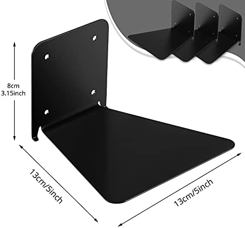 Jetec 6 Pack Invisible Bookshelf Wall Mounted Metal Heavy Duty, Black