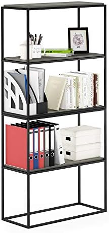 Furinno Moretti 2-Tier Metal Frame Storage Shelves, French Oak Grey