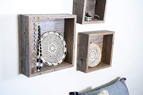 BARNWOODUSA Rustic Shelves, Deluxe Square Floating Wood Shadowbox, Home Dec