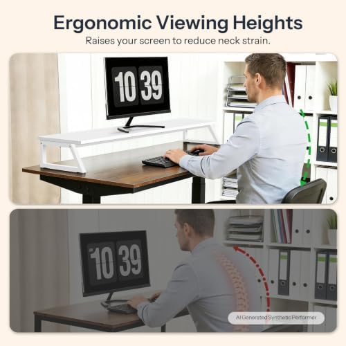 HOOBRO Dual Monitor Stand Riser, 39 Inch Large Computer Monitor Stand for 2 Monitors, Computer Monitor Riser, Desk Shelf