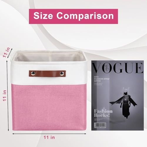 Bagnizer Collapsible Fabric Storage Cubes 11x11 Cube Storage Bins, 4 Pack Closet Baskets Box with Handles for Organizing