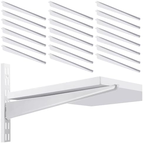 CroBlissful 20 Pcs Adjustable Shelf Brackets for Double Track System Closet Organization Heavy Duty Wire Shelf Brackets 