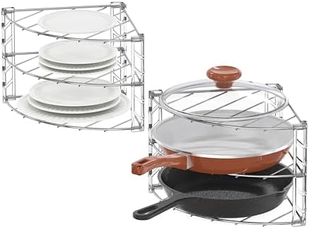 Deco Brothers 3-Tier Counter & Cabinet Corner Shelf Organizer 2 Pack Chrome
