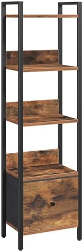 MAHANCRIS Bookshelf, 5-Tier Bookcase with Drawer, Small Book Shelf for Small Space, Storage Shelf Organizer, for Living 
