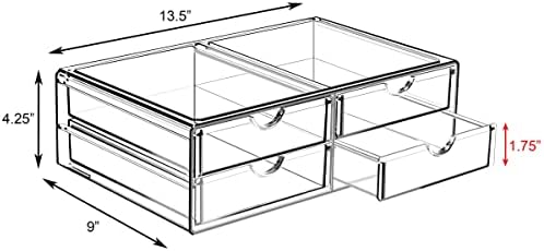 Sorbus Acrylic Drawers, Clear Makeup Organizer for Vanity (4 Drawers)