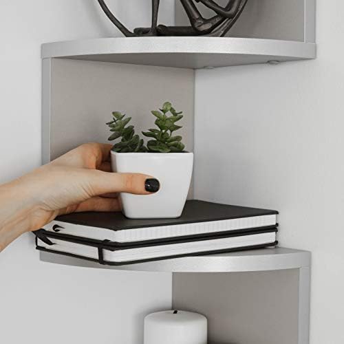 Danya B. XF11035GR Large Decorative 5-Tier Corner Floating Wall Mount Display Shelving Unit - Grey