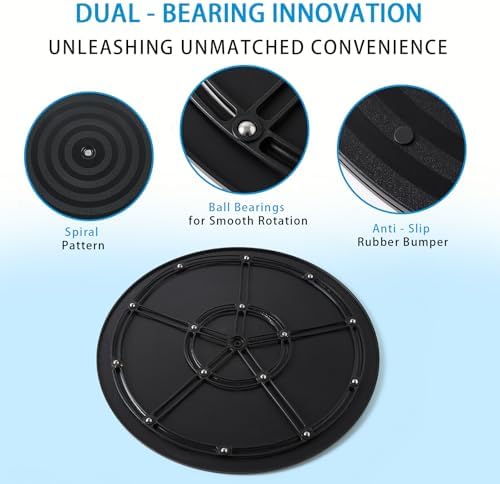 1 Pack 14 Inch Lazy Susan Turntable Heavy Duty Rotating Platform Smooth 360 Swivel for Tabletop, Monitor, Crafts, and TV