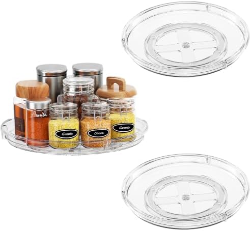 LAMU 3 Pack 9'' Lazy Susan Organizer Turntable for Cabinet, Pantry Organizers and Storage, Rotating Condiment Organizer 