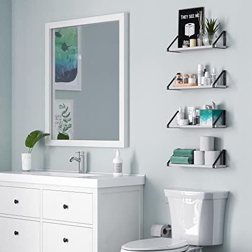 Wallniture Ponza 17'' x 4.5'' Floating Wall Shelf Bathroom, Small Wood Book Shelves for Wall Storage, Wall Mounted Shelf