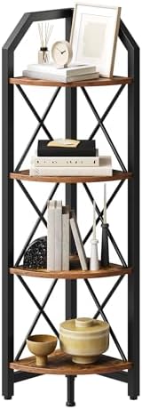 CHOEZON 47.6" Corner Shelf, 4-Tier Industrial Corner Bookshelf, Corner Storage Stand, Corner Bookcase for Bedroom, Livin