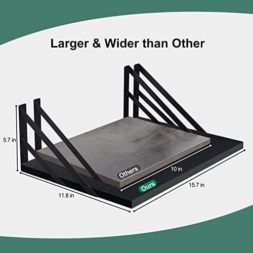 Tectocker-DOU 2 Pc Deep Floating Wall Shelves, Heavy Duty, 16x12, Black
