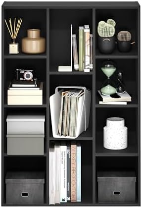 Furinno LUDER Book Shelf, 11-Cube Bookshelf, Reversible Bookcase with Open Shelves, 9.4 x 29.1 x 41.7, Easy Assembly, fo
