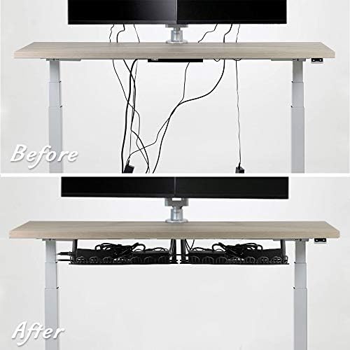 2 Packs Cable Management Tray, 14 inch Under Desk Cable Holder for Wire Management, Heavy Metal Cord Organizer Ideal for
