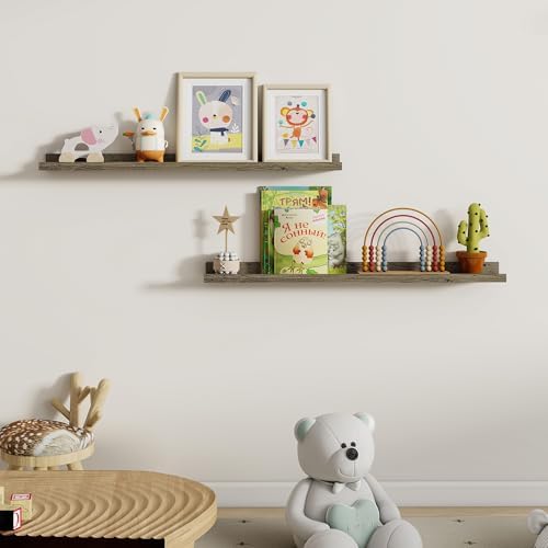 Dreamland Picture Ledge Shelf for Wall, Floating Shelves Set of 2,36 inch Long Floating Shelves with Lip for Living Room,Bedroom,Bathroom,Kitchen,Grey
