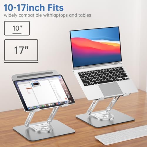 Laptop Stand for Desk Adjustable Computer Stand with 360 Rotating Base Ergonomic Laptop Riser Mount for Desk Foldable Pr