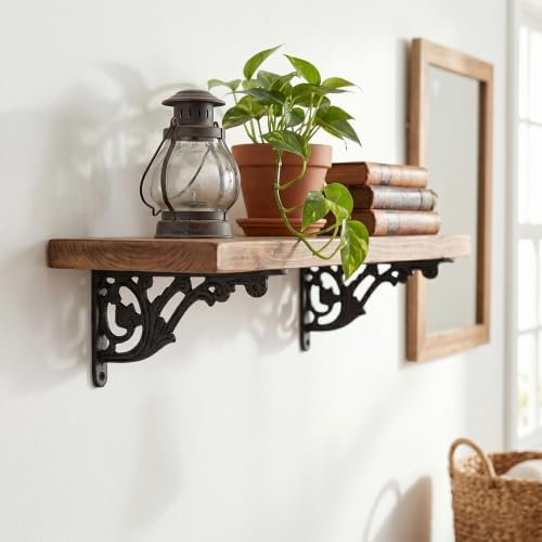 Mystic Colonial Cast Iron Shelf Brackets 10.5 cm x 15.5 cm (4⅛ in x 6⅛ in) | Victorian Heavy-Duty Decorative Wall Mount 
