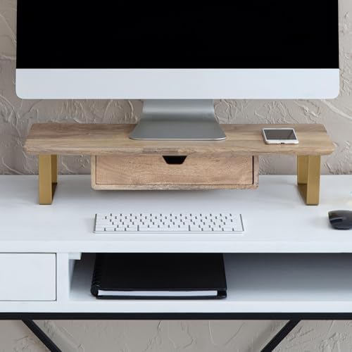 Anji Mountain Monitor Stand for Desk - Desktop Organizer & Laptop Riser, Ergonomic Monitor Riser, Space-Saving, Durable,
