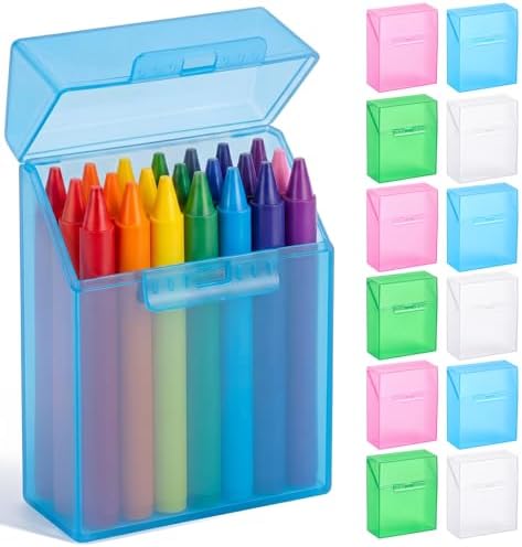 Clabby 12 Pcs Clear Plastic Crayon Boxes Hold 24 Count, Crystal