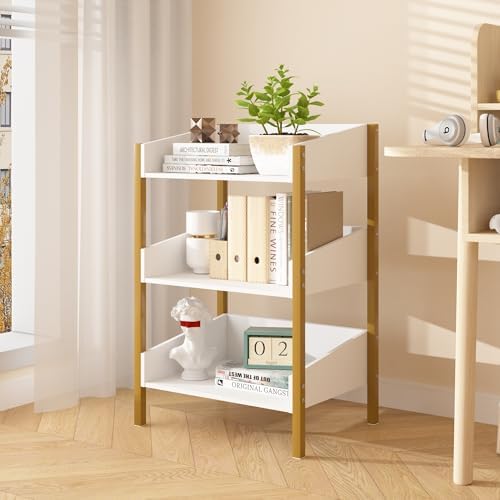 VECELO Bookshelf,Small Bookcase,3-Tier Storage Organizer,Industrial Shelving Unit for Living Room,Classroom,Office,Dormi