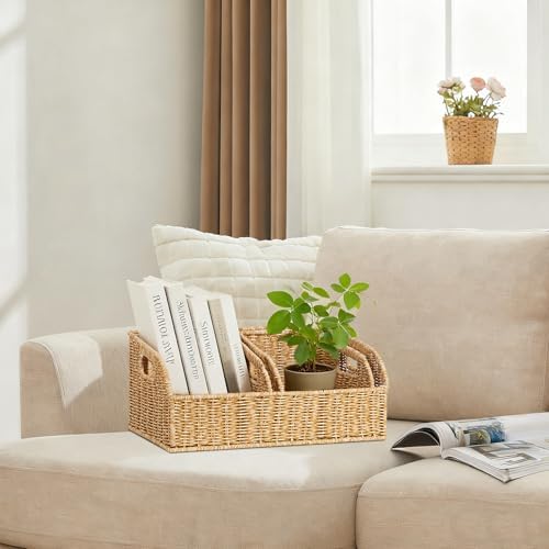 Pantry Baskets for Organizing,Wicker Storage Bins, 3Pack, Natural