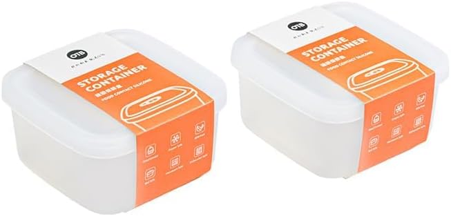OTB Set of 2 Reusable Silicone Containers Clear, Leak-free Silicone Food Storage Boxes, BPA Free, Airtight, Dishwasher, Freezer, Microwave, Oven‌ Safe (Clear 2pc M)