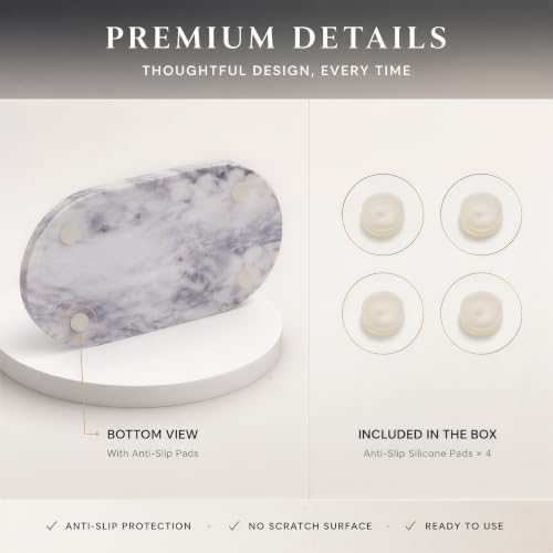 Calcatta Pink Marble Vanity Tray for Bathroom Counter, 10"x5" Decorative Tray for Perfume, Candles, Stone Jewelry Dish T