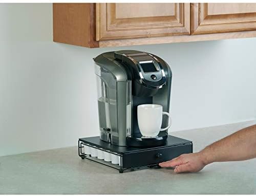 Nifty Rolling Coffee Pod Drawer – Black Finish, Compatible with K-Cups, 36 Pod Pack Holder, Compact Under Coffee Pot Sto