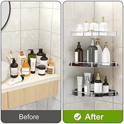 4 Pieces Corner Shower Shelf Bathroom Shelf, Stainless Steel Strong Load Bearing Wall Mounted Shower Shelf, Space Saving