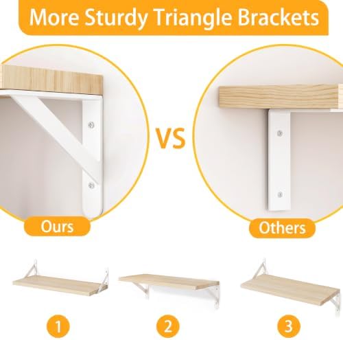 YGEOMER 4 Different Sizes Floating Shelves for Wall Decor, Natural Wood