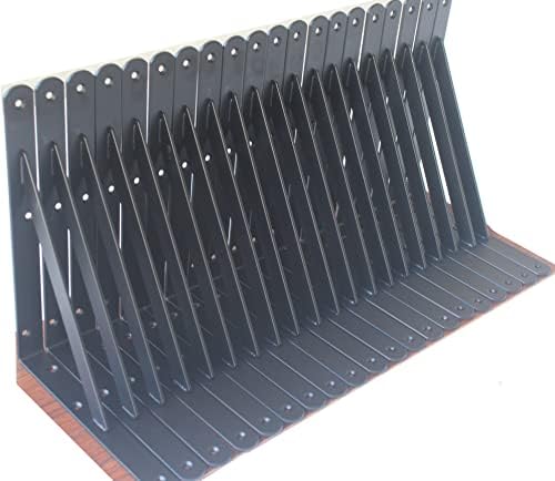 40 Pack L10 x H 8" Black Heavy Duty Shelf Brackets with Screws Metal Shelf Brackets Shelf Support Angle Brackets for She
