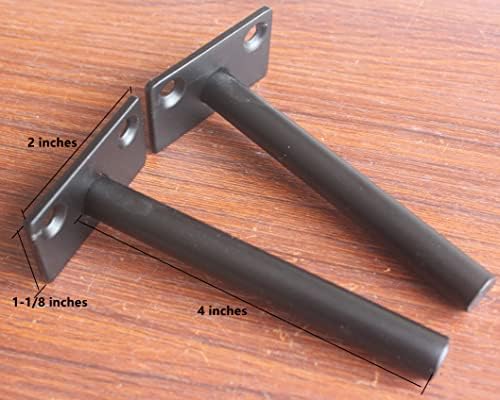 8 Pcs 4" Black Solid Steel Floating Shelf Bracket Blind Shelf Supports - Hidden Brackets for Floating Wood Shelves - Con