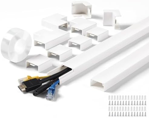 220in Wall Cord Hider Kit, LZEOY Large Capacity Wire Hider for Cords, White Cable Cover Wall Kit, Paintable Hide TV Cord