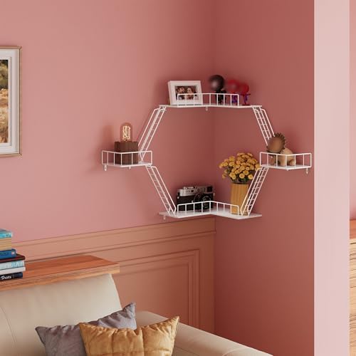 Fire Escape Wall Shelf - New York Fire Escape Shelf, Knick Knack Shelf for Figures, 3-Tier Corner Floating Shelves, Meta