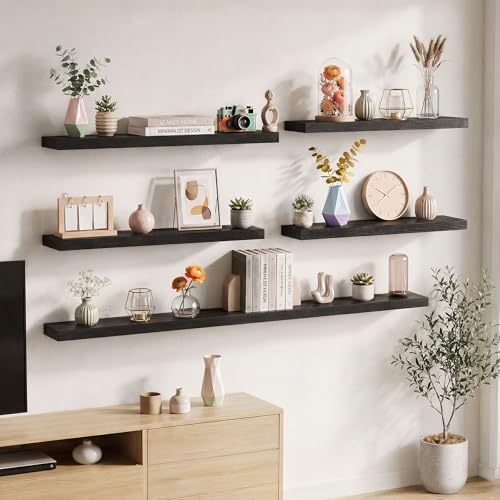 Axeman 24Inch Floating Shelves for Wall, 2 Packs, Invisible Brackets, Black