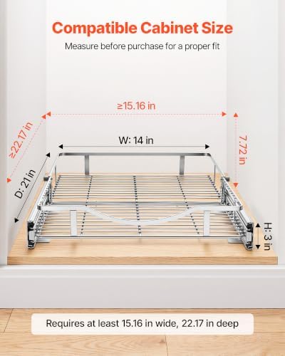 VEVOR Pull Out Cabinet Organizer 14.06"W x 20.94"D Steel Slide Out Drawers
