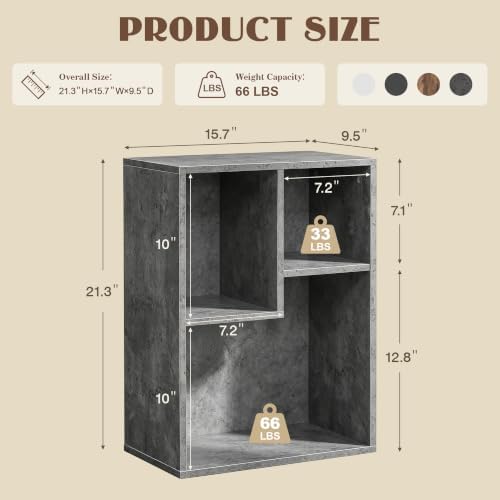 VECELO Cubby Storage Organizer Bookcase, Open Cube Display Shelf Cabinet, Freestanding Multicompartment Bookshelf for De