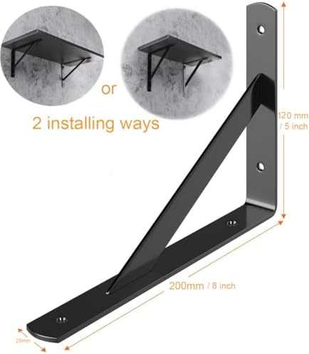 8 Inches Shelf Brackets Heavy Duty Shelf Bracket 8 x 5 Inch Metal Shelf Bracket Triangular Shelf Supports with Hardware 