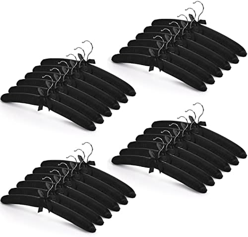 Jetec 24 Pack Satin Padded Hangers for Women Clothing 15",Black