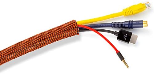 Maximm Cable Management Wire Loom 6ft 1/2 Inch Black and Orange Split Cord Protector